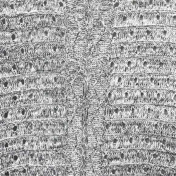 Cleo Petites Off-White Sheer Half-Sleeve Top with Gray Knitted Cover - Picture 5 of 10